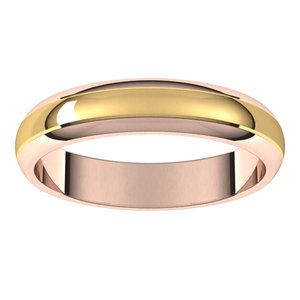 14K Yellow Or White Or Rose Gold Stepped Beveled-Edge Inlay Half Round Band