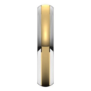 14K Yellow Or White Or Rose Gold Stepped Beveled-Edge Inlay Half Round Band