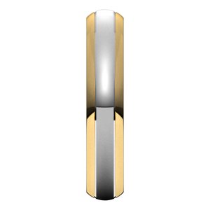 14K Yellow Or White Or Rose Gold Stepped Beveled-Edge Inlay Half Round Band
