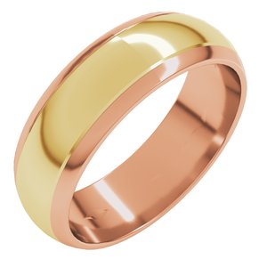 14K Yellow Or White Or Rose Gold Stepped Beveled-Edge Inlay Half Round Band