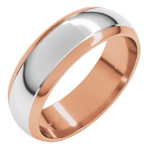 14K Yellow Or White Or Rose Gold Stepped Beveled-Edge Inlay Half Round Band