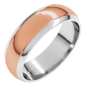 14K Yellow Or White Or Rose Gold Stepped Beveled-Edge Inlay Half Round Band