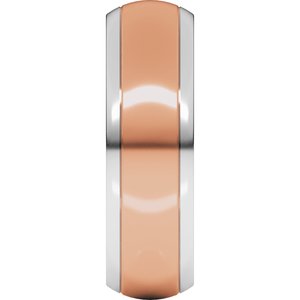14K Yellow Or White Or Rose Gold Stepped Beveled-Edge Inlay Half Round Band