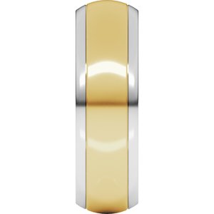 14K Yellow Or White Or Rose Gold Stepped Beveled-Edge Inlay Half Round Band