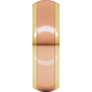 14K Yellow Or White Or Rose Gold Stepped Beveled-Edge Inlay Half Round Band