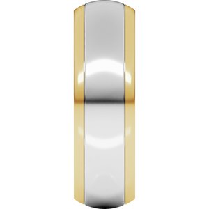 14K Yellow Or White Or Rose Gold Stepped Beveled-Edge Inlay Half Round Band