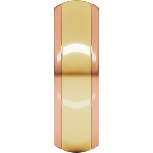 14K Yellow Or White Or Rose Gold Stepped Beveled-Edge Inlay Half Round Band