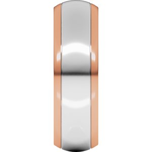 14K Yellow Or White Or Rose Gold Stepped Beveled-Edge Inlay Half Round Band