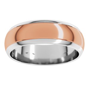 14K Yellow Or White Or Rose Gold Stepped Beveled-Edge Inlay Half Round Band