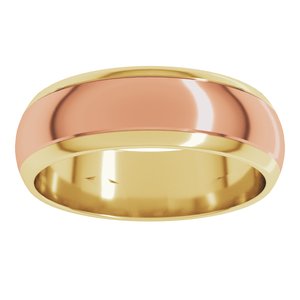 14K Yellow Or White Or Rose Gold Stepped Beveled-Edge Inlay Half Round Band