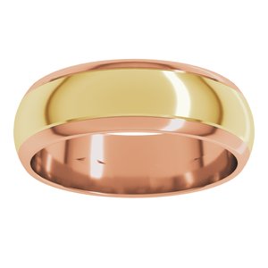 14K Yellow Or White Or Rose Gold Stepped Beveled-Edge Inlay Half Round Band