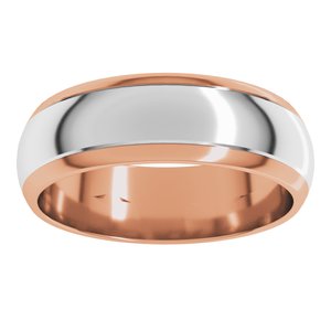 14K Yellow Or White Or Rose Gold Stepped Beveled-Edge Inlay Half Round Band