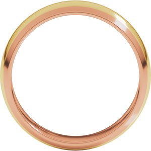 14K Yellow Or White Or Rose Gold Stepped Beveled-Edge Inlay Half Round Band
