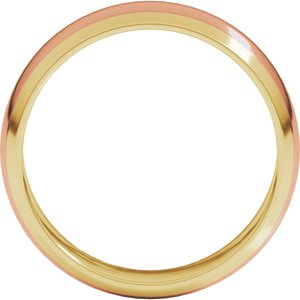 14K Yellow Or White Or Rose Gold Stepped Beveled-Edge Inlay Half Round Band