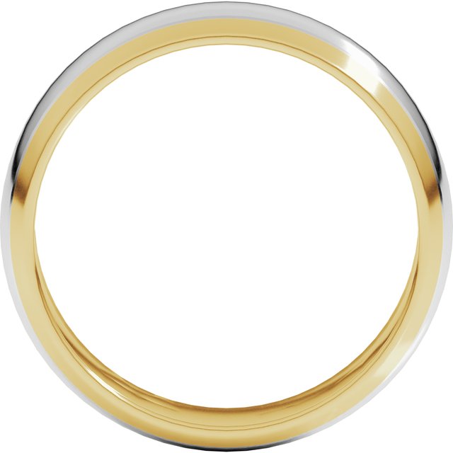 14K Yellow/Rose Or White/Yellow Gold Standard Stepped Beveled-Edge Inlay Half Round Grooves Band