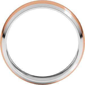 14K Yellow Or White Or Rose Gold Stepped Beveled-Edge Inlay Half Round Band