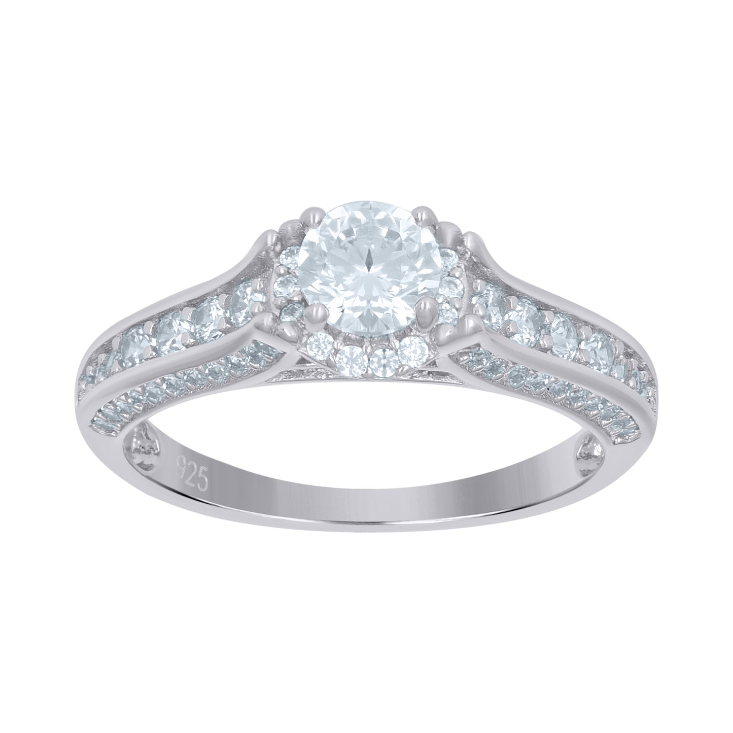Sterling Silver Womens Solitaire Cubic-Zirconia Bridal Anniversary Engagement Wedding Ring