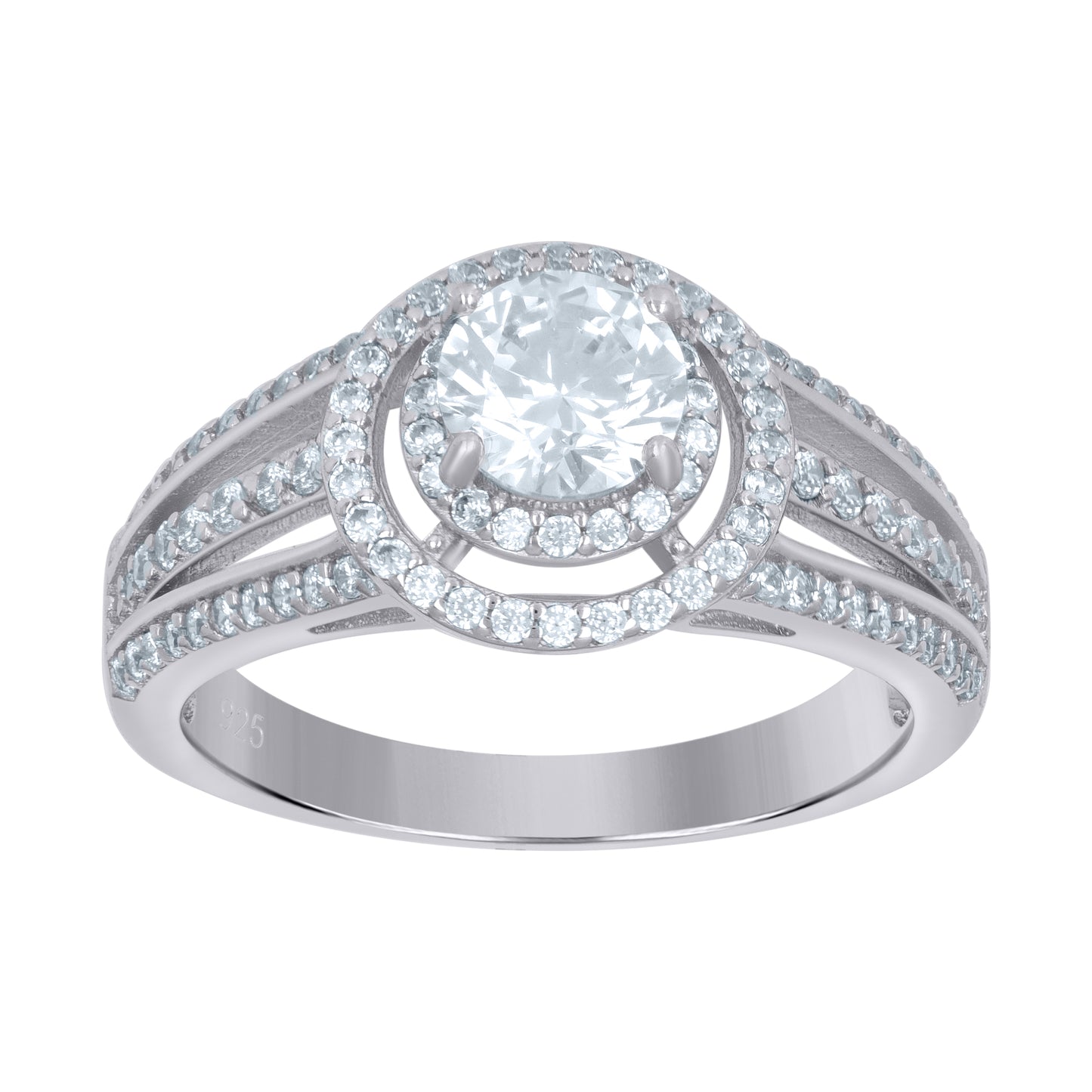 Sterling Silver Women's Solitaire Cubic-Zirconia Bridal Anniversary Engagement Wedding Ring