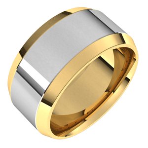 14K Yellow Or White Or Rose Gold Stepped Beveled-Edge Inlay Comfort-Fit Flat Band