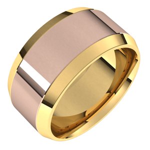 14K Yellow Or White Or Rose Gold Stepped Beveled-Edge Inlay Comfort-Fit Flat Band