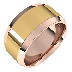 14K Yellow Or White Or Rose Gold Stepped Beveled-Edge Inlay Comfort-Fit Flat Band