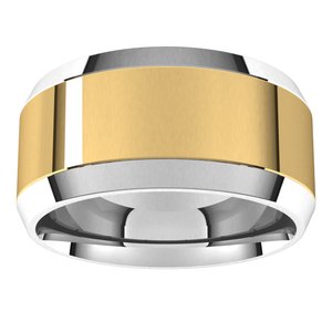 14K Yellow Or White Or Rose Gold Stepped Beveled-Edge Inlay Comfort-Fit Flat Band