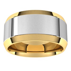 14K Yellow Or White Or Rose Gold Stepped Beveled-Edge Inlay Comfort-Fit Flat Band