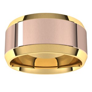 14K Yellow Or White Or Rose Gold Stepped Beveled-Edge Inlay Comfort-Fit Flat Band