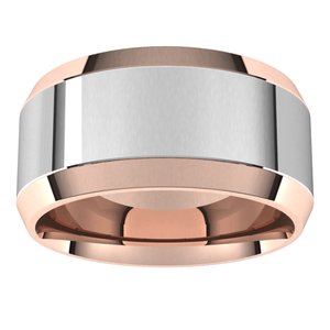 14K Yellow Or White Or Rose Gold Stepped Beveled-Edge Inlay Comfort-Fit Flat Band