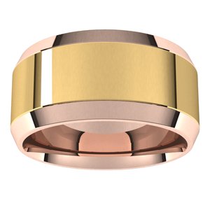 14K Yellow Or White Or Rose Gold Stepped Beveled-Edge Inlay Comfort-Fit Flat Band