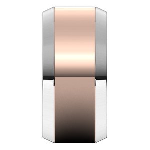 14K Yellow Or White Or Rose Gold Stepped Beveled-Edge Inlay Comfort-Fit Flat Band