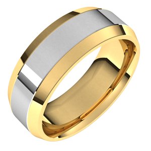 14K Yellow/White Gold 7 mm Beveled Edge Comfort-Fit Flat Band Band