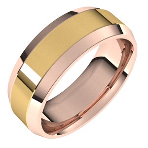 14K Yellow Or White Or Rose Gold Stepped Beveled-Edge Inlay Comfort-Fit Flat Band