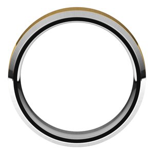 14K Yellow Or White Or Rose Gold Stepped Beveled-Edge Inlay Comfort-Fit Flat Band