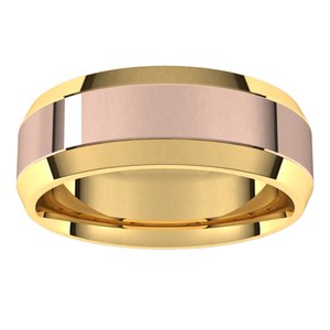 14K Yellow Or White Or Rose Gold Stepped Beveled-Edge Inlay Comfort-Fit Flat Band