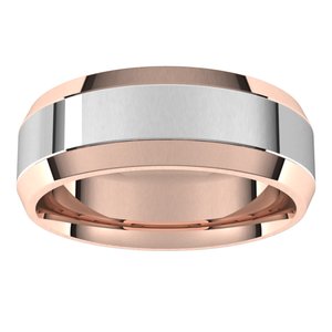 14K Yellow Or White Or Rose Gold Stepped Beveled-Edge Inlay Comfort-Fit Flat Band