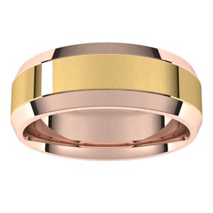 14K Yellow Or White Or Rose Gold Stepped Beveled-Edge Inlay Comfort-Fit Flat Band