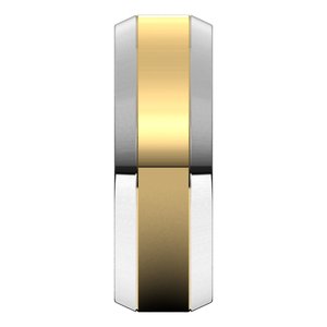 14K Yellow Or White Or Rose Gold Stepped Beveled-Edge Inlay Comfort-Fit Flat Band