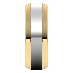 14K Yellow Or White Or Rose Gold Stepped Beveled-Edge Inlay Comfort-Fit Flat Band