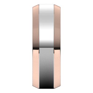 14K Yellow Or White Or Rose Gold Stepped Beveled-Edge Inlay Comfort-Fit Flat Band