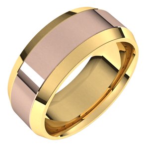 14K Yellow Or White Or Rose Gold Stepped Beveled-Edge Inlay Comfort-Fit Flat Band