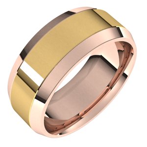 14K Yellow Or White Or Rose Gold Stepped Beveled-Edge Inlay Comfort-Fit Flat Band