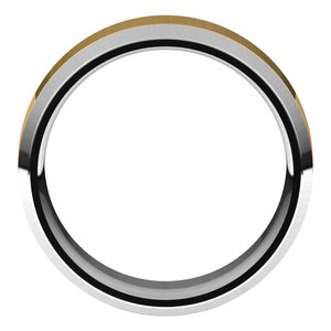 14K Yellow Or White Or Rose Gold Stepped Beveled-Edge Inlay Comfort-Fit Flat Band