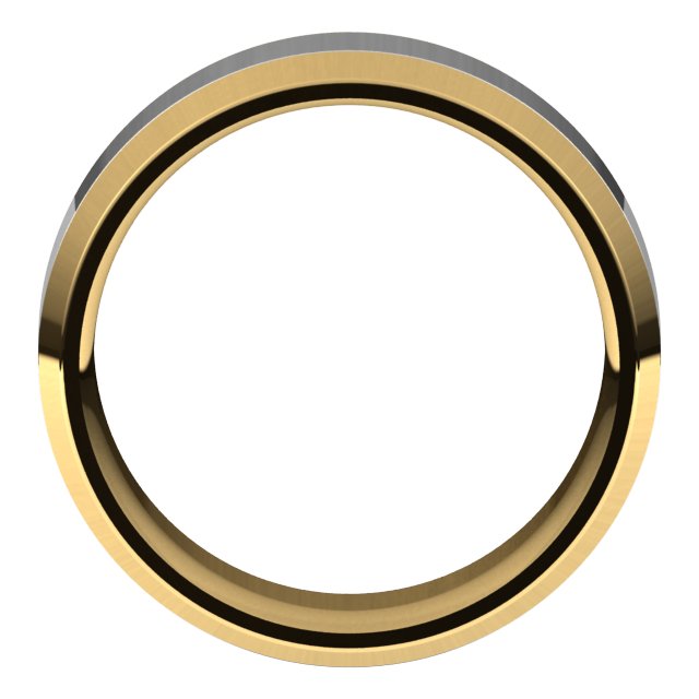 14K Yellow/White Or White/Yellow Gold Stepped Beveled-Edge Inlay Comfort-Fit Flat Band