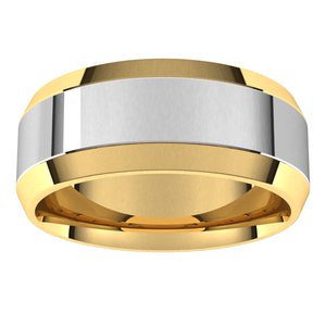 14K Yellow Or White Or Rose Gold Stepped Beveled-Edge Inlay Comfort-Fit Flat Band
