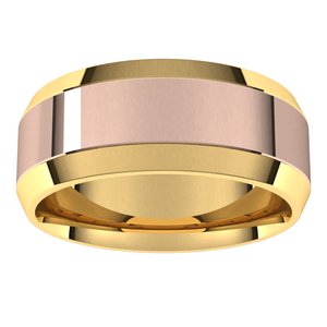 14K Yellow Or White Or Rose Gold Stepped Beveled-Edge Inlay Comfort-Fit Flat Band