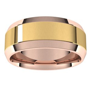 14K Yellow Or White Or Rose Gold Stepped Beveled-Edge Inlay Comfort-Fit Flat Band