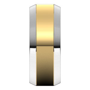14K Yellow Or White Or Rose Gold Stepped Beveled-Edge Inlay Comfort-Fit Flat Band