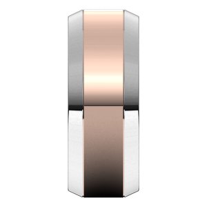 14K Yellow Or White Or Rose Gold Stepped Beveled-Edge Inlay Comfort-Fit Flat Band