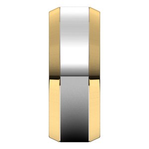 14K Yellow Or White Or Rose Gold Stepped Beveled-Edge Inlay Comfort-Fit Flat Band
